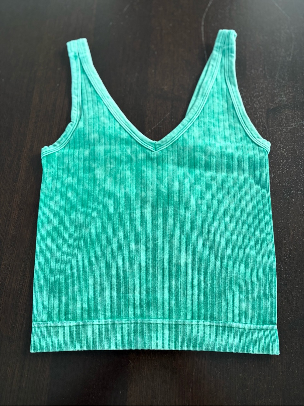 Zenana NEW Mineral Wash Ribbed V-Neck Crop Tank Kelly Green Size S/M or L/XL